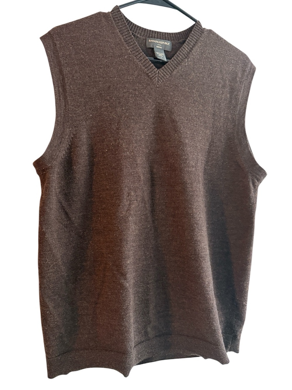 Banana Republic Men's Brown Merino Wool V-Neck Knit Sweater Vest Size L